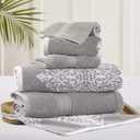 Modern Threads 6 Piece Reversible Yarn Dyed Jacquard Towel Set Artesia Damask Gray