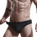 AIMPACT Mens Vintage Swim Briefs Sexy Bikini Swimwear Quick Dry Retro Swimsuit with Drawstring, (Black, Blue, Small)