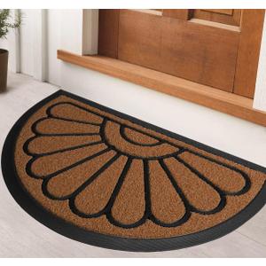 ubdyo Front Door Mat - Low Pile Front Door Mat Outside Entrance - Muddy Dirt Trapping Welcome Matt Outdoor - Rubber Backing Anti Slip Indoor Doormat Entrance, 30" x 17", Bright Brown