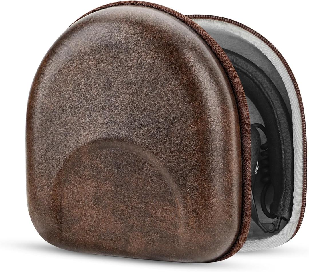 Geekria Shield Headphones Case Compatible with Marshall Major II/III/IV/V, Mid ANC, Replacement Hard Shell Travel Carrying Bag with Cable Storage (Brown)