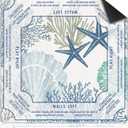 Blue Coastal Beach Mahjong Mat with Rules for Table 31.5x31.5, Gifts for Mahjong Players, Nautical Starfish Coral Non-Slip Noise Reduction Mahjong Table Mat, Blue Beach Gifts Decor for Women, 31.5 inches x 31.5 inches x 0.1 inches