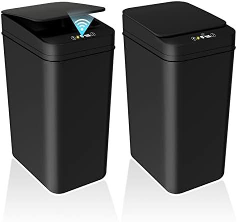 jinligogo 1Pack Bathroom Small Trash Can with Lid, 2.6 Gallon Touchless Automatic Garbage Can Slim Waterproof Motion Sensor Smart Trash Bin for Bedroom, Office, Living Room-Black
