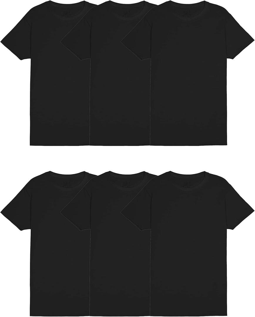 Fruit of the Loom Men's Undershirts, Moisture Wicking & Tag Free, Short Sleeve Crew T-Shirts (Small, Black - 6 Pack)