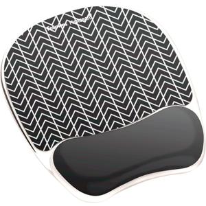 Fellowes Photo Gel Mouse Pad Wrist Rest with MICROBAN - Black Chevron (9549901) (9.3L x 7.9W inches)