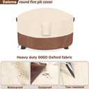 Fire Pit Cover,Outdoor Heavy Duty 600D 100% Waterproof Fire Pit Cover Round,Weatherproof Firepit Covers Round 48" Dia x 24" H,Beige & Brown