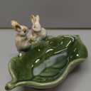 LIDSCURA Rabbit Ceramic Soap Dish, Decorative Bunny Soap Plate, Sponge Holder, Key Bowl & Jewelry Tray, Green - Bathroom, Kitchen, Counter Organizer