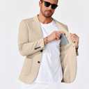 COOFANDY Men's Casual Knit Blazer Slim Fit Lightweight Sport Coat Stretch Two Button Suit Jacket (L)