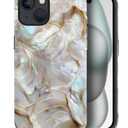 CARLOCA Case for iPhone 15,White Gold Abalone Shell Design - Hybrid Dual Protection Soft TPU + Hard PC, Shockproof Anti-Scratch Cover Men Women Girl Stylish Phone Case