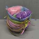 JOYIN 4 Pcs Easter Bamboo Baskets Gift Woven Baskets with Handles and 4 Colors Grass Paper Shreds for Easter Egg Hunt, Kids Party Supplies