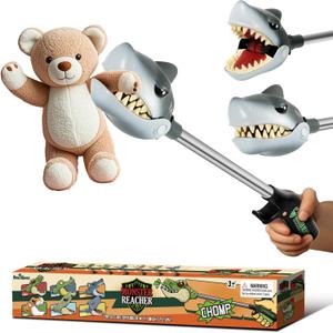 DINOBROS Shark Toy Grabber Reacher - 16-Inch Fun Pick-Up Tool for Kids | Realistic Ocean Predator Design | Interactive Animal Toys for Kids 3 Years Old and Up