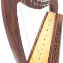 12 Strings Harp Irish Celtic Highland Solid Rosewood Naturl shape Nylon Lever Tuning Key Extra Set included 18" inches tall Roseback