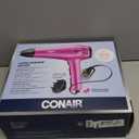 Conair Hair Dryer with Retractable Cord, 1875W Blow Dryer, 3 Heat Settings, 2 Speeds, Blow Dryer with Diffuser and Concentrator Attachments, Ionic + Tourmaline Technology, Pink