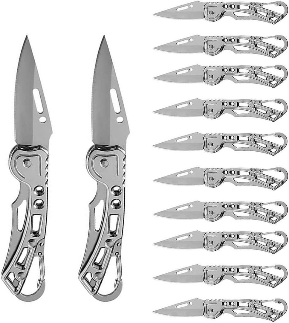 Multi Functional Small Folding Knife Mini Pocket Knife 2 Inch Fine Blade Stainless Steel, Universal for Men and Women (12PACK)