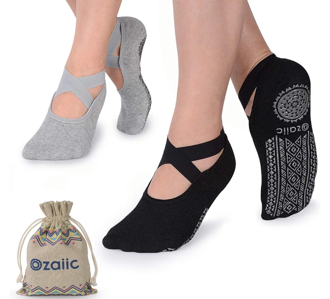 Ozaiic Pilates Socks for Women Non Slip Grip, Yoga Socks with Grippers for Barre, Hospital, Ballet, Dance, Barefoot Workout