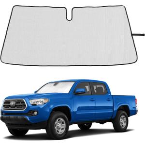 Front Windshield Sunshade for Toyota Tacoma 2006-2024 Accessories, Windshield Sun Shade, Foldable Reflective Sun Visor, Screen Shield Cover UV Blocker Protector HeatShield Keeps Your Vehicle Cool (Silver)