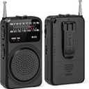 Tendak Portable Radio AM FM, Pocket Radio with Flashlight, Tuning Light, Back Clip, Headphone Jack and Excellent Reception, Battery Operated Radios for Home, Outdoor, Emergency - Black