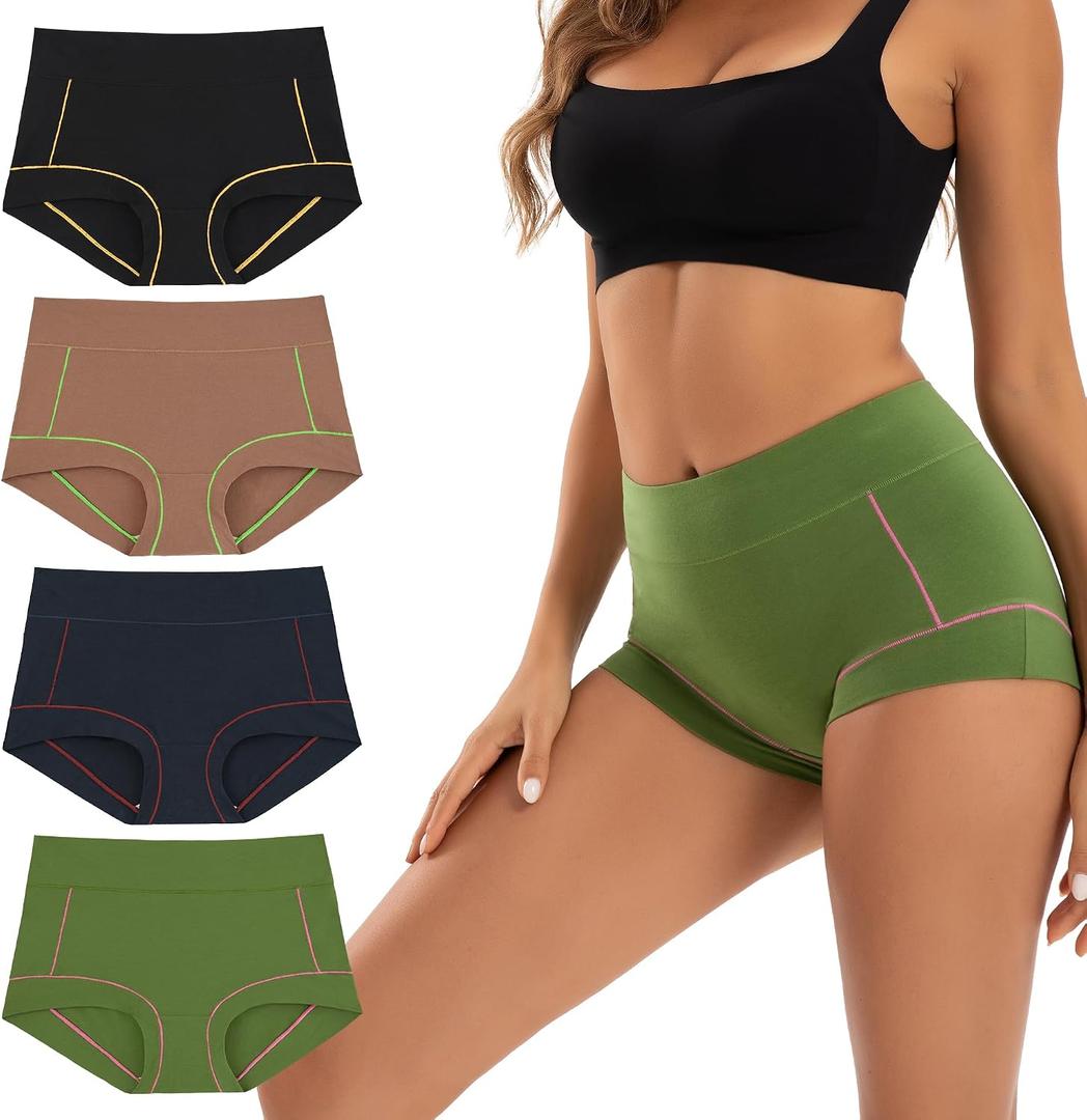 INNERSY Women's Cotton Boyshorts Underwear Soft Moisture Wicking Boxer Briefs 4-Pack, medium