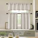 OVZME Valance for Windows, Light Filtering Faux Linen Textured Small Short Valance Kitchen Curtain, Dual Rod Pocket Top Short Window Curtain for Bathroom Basement Farmhouse, 60Wx14L Inch, Linen Color