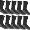 Fruit of the Loom Mens Work Gear Cushioned Crew Socks 10 Pair (Medium, Black)