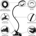 Brokimis Clip on Light LED Reading Book Study Lamp 3 Color Modes 10 Brightness Eye Protection 360 Flexible Gooseneck Student Dormitory Office Desk Lamp at Night in Bed, Black