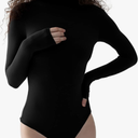 PUMIEY Women's Long Sleeve Bodysuit Mock Turtle Neck Body Suits Going Out Tops Sharp Collection, Size:S