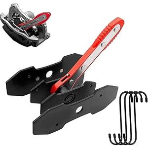 Brake Caliper Press Tool with 360 Degree Swing Ratchet, Brake Piston Compressor Tool, Brake Pad Spreader, Brake Caliper Press Ratchet with 2 Extra PCS Steel Plates Range from 1.57"-2.76", Red