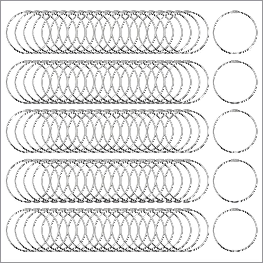 100 Pack Clip Strip 1.5" Loose Leaf Binder Rings,1.5 Inch Nickel-Plated Steel Book Snap Rings, Key Rings, Book Binding, Hang Signs, Sample Books, Catalogs, Instruction Booklets & More in Retail Stores
