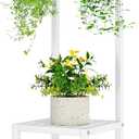 IBUYKE 67 Inch Tall Plant Stand Indoor Outdoor, 3 Tier Metal Hanging Plant Shelf for Multiple Plant, Heavy Duty Plant Holder Flower Stand for Living Room Patio Balcony Garden, White TMJ076W