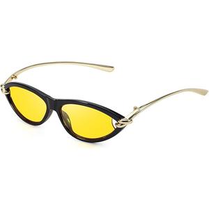 SODQW Gold Cat Eye Sunglasses for Women Trendy Retro Cateye Designer Sun Glasses with Metal Temples 2025 Fashion Shades