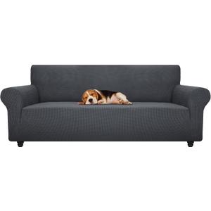 ZNSAYOTX Stretch Oversized Couch Cover Universal Sofa Covers for Living Room Dogs Pet Furniture Protector Spandex Extra Large Sofa Slipcovers with Anti Slip Foam Sticks (Dark Grey, XL Sofa)