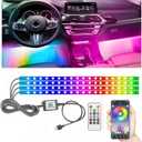 STONEBANKS 5.9FT Car LED Strip Lights, 72LEDs Smart RGB Car Interior Lights with APP & Remote Dual Control, Multicolor Music Sync and Mic Mode 4-in-1 Lines Design LED Lights for Car Decor