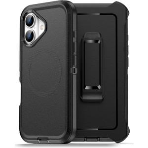 Magnetic Case for iPhone 17 with blet Clip Holster,[2X Screen Protector] [Military-Grade Protection], Heavy Duty Case for iPhone 17 6.3 Inchs,Black