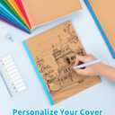 12 Pack Lined Notebook Journals Bulk, 7-1/2" x 9-3/4", Wide Ruled Paper, 30 Sheets/60 Pages, Kraft Cover with Rainbow Spines, 12 Colors Lined Composition Notebook Journal for Work Study Note Taking