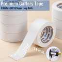 White Gaffer Tape 2 inch x 240 Yards Heavy Duty Gaffers Floor Tape Matte Finish Gaffe Gaffing Goon Pro Cloth Tape for Film Schools, Broadcasting Classes, Box-Sealing,Non-Reflective, Easy to Rip