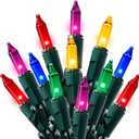 Joiedomi Multicolor Christmas String Lights,100 Count 21.4FT Christmas Fairy Tree Lights Plug in for Indoor Outdoor Xmas Decorations Patio Holiday Theme Party Yard House, Green Wire