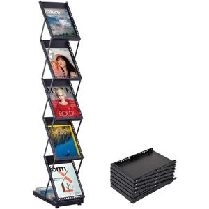 brochure display stand&Foldable Magazine Rack with 5 Pockets for Exhibition and Trade Show (67'X9.5'X14.5')