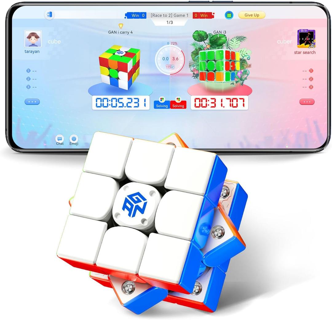 GAN i Carry 4, Bluetooth Speed Cube Smart 3x3 Magnetic Connected Electronic Speedcube for Kids Adults Timer Tracking Movement Steps with App Online Competition, Battery Replaceable Frosted Version