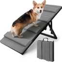 RAYKI Dog Ramp for Bed & Couch, Foldable Pet Ramp with 5 Adjustable Height Levels, Non-Slip Striped Fabric,Portable Indoor Dog Ramp for Small Dogs & Puppies, Fits 13"-18" Furniture