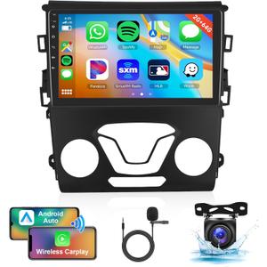 Car Radio Stereo for Ford Fusion 2013-2019 for Ford Mondeo, 2G+64G Android 13 Rimoody 9 Inch Wireless Carplay Android Auto Touch Screen GPS Navigation Bluetooth FM/RDS HiFi WiFi +Backup Camera