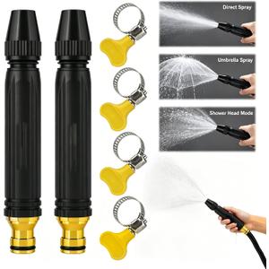 High Pressure Hose Nozzle, Adjustable Spray Patterns Home Car Wash Gun with Booster Nozzle for Watering Plants and Vegetables, and Car Washing (2PCS)