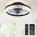 ZMISHIBO Ceiling Fans with Lights, Low Profile Ceiling Fan with Light and Remote, Flush Mount Ceiling Fan, Reversible, Dimmable, Noiseless, 15.7 inch Small Ceiling Fans for Bedroom, Indoor Use - Black