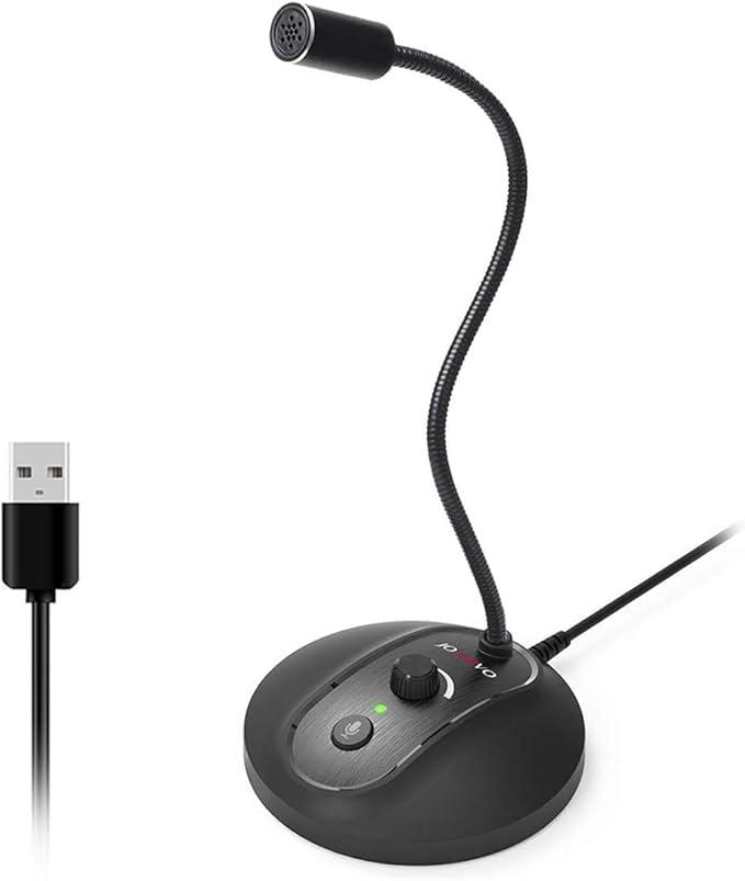 JOUNIVO USB Computer Microphone with Mute Button, Plug&Play Condenser, Desktop, PC, Laptop, Mac, PS4 Mic 360 Gooseneck Design Recording, Dictation, YouTube, Gaming, Streaming