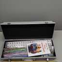 Complete American Mahjong Set, 166 White Tiles, 4 Color Pushers/Racks, Chips, Wind Indicator Aluminum Case + Clear Pusher