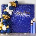 COKAOBE LiteGrid Series Shimmer Wall Backdrop - 36Pcs Blue Square Sequin Shimmer Backdrop Panels, Photo Backdrop for Birthday, Anniversary, Wedding, Graduation and Party Decoration (6x6ft)