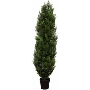 Nearly Natural 4ft Faux Cedar Tree with Nursery Planter - UV Resistant Artificial Pine with 1,000 Lifelike Tips for Outdoor Front Porch, Patio, and Entryway