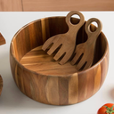SullyHÔME 12" Acacia Wood Salad Bowl with Serving Spoons