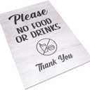 Please No Food Or Drinks Sign - Customer notice, no eating or drinking, A4 size (White Adhesive)