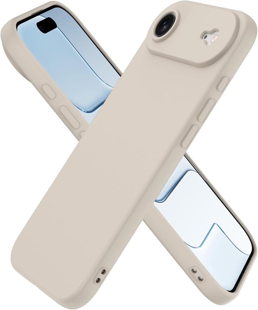 Compatible with iPhone Air Case, Shockproof Liquid Silicone Protective Phone Case with Soft Anti-Scratch Microfiber Lining Ultra Slim Drop Protection Phone Cover (Stone)