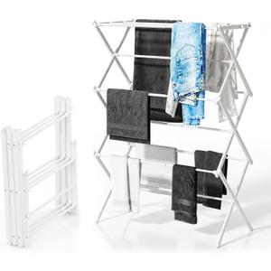 3-Tier Foldable Clothes Drying Rack Adjustable (15.75in-29in W), Laundry Drying Rack Collapsible Easy Assembly, Small Folding Portable Air Dryer for Laundry Indoor Outdoor 40"x29"x13"