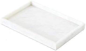 Handmade Natural Marble Tray, Polished Finish, Natural Marble Construction, Contemporary Style, Jewelry Tray, 11.8 x 7.87 x 1.18 Inches (White Marble)